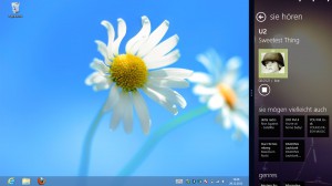 Der Desktop von Windows mit angedockter TuneIn-App