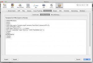 In den Markdown-Einstellungen kann das HTML-Template bearbeitet werden
